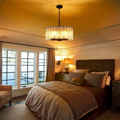 Luminaire suspendu moderne à 5 lumières en forme de tambour rond, luminaire semi-encastré classique, luminaire suspendu pour îlot de cuisine et salle à manger