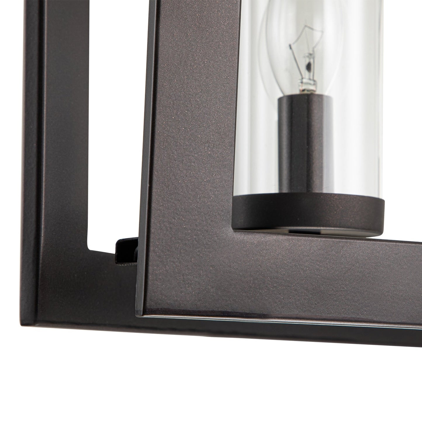 Suspension industrielle linéaire moderne à 5 lumières pour salle à manger, lustre cylindrique en verre transparent style farmhouse, éclairage pour îlot de cuisine