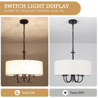 Suspension moderne à 5 lumières, à fixer au plafond, pour salle à manger, chambre à coucher, salon - N/A