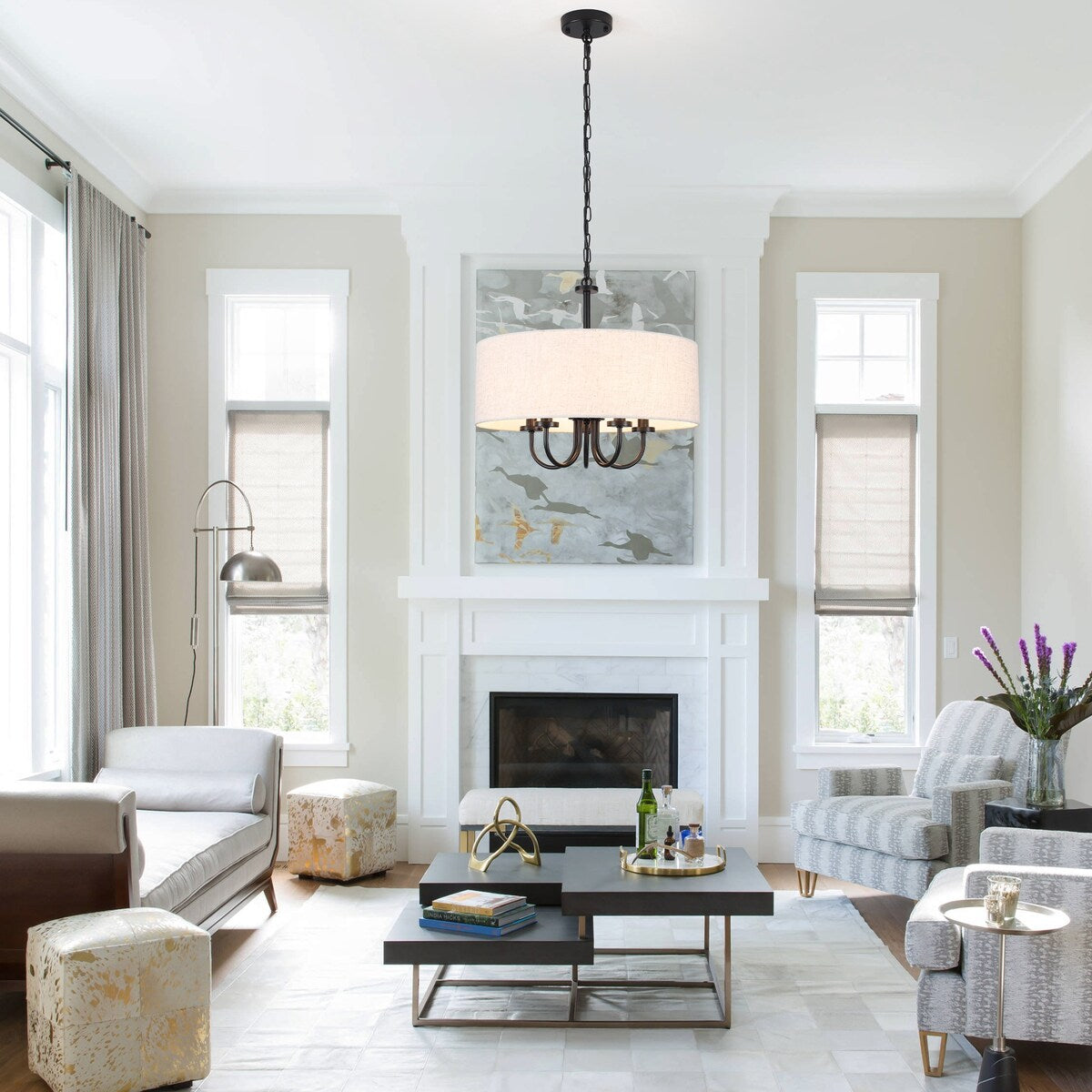 Suspension moderne à 5 lumières, à fixer au plafond, pour salle à manger, chambre à coucher, salon - N/A