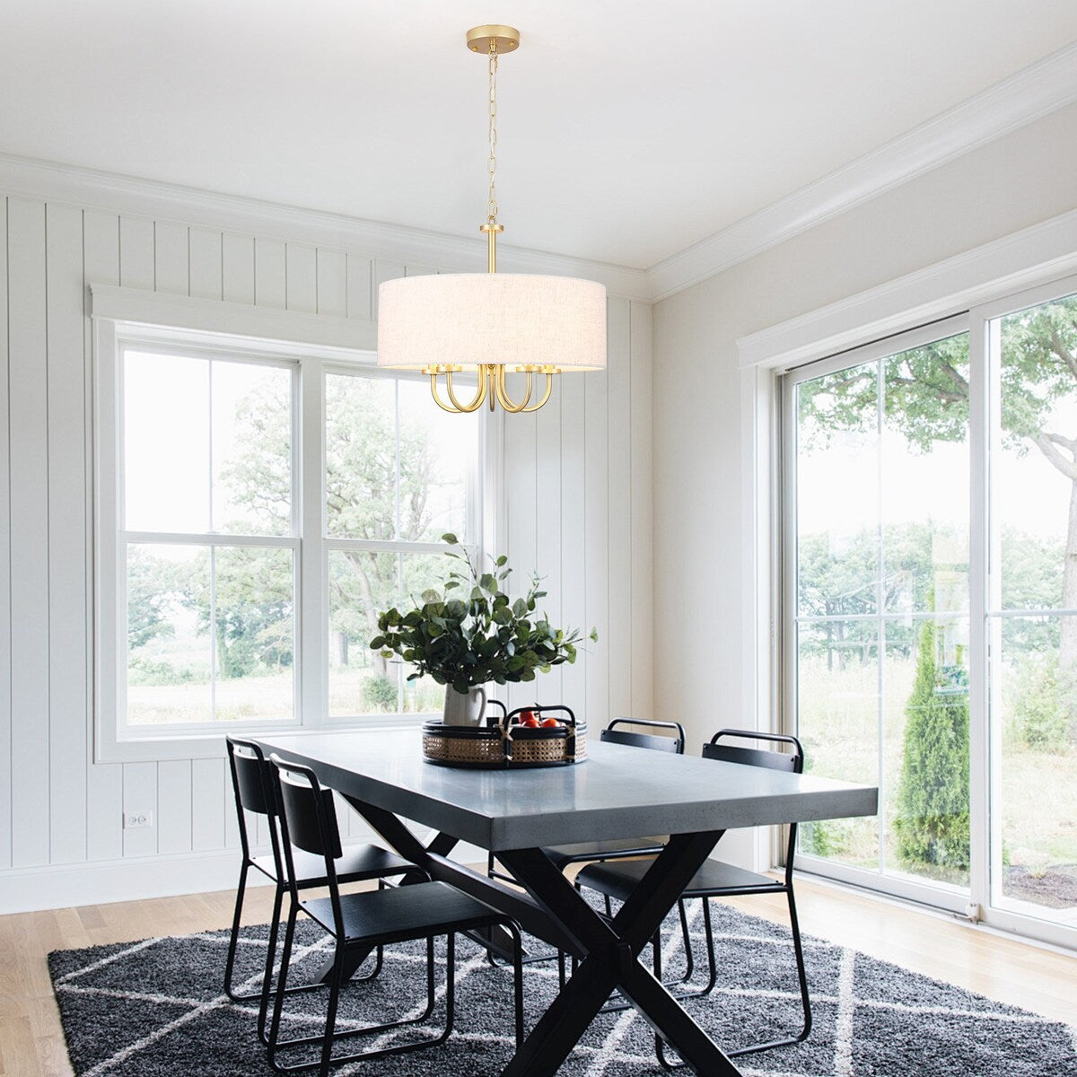 Suspension moderne à 5 lumières, à fixer au plafond, pour salle à manger, chambre à coucher, salon - N/A