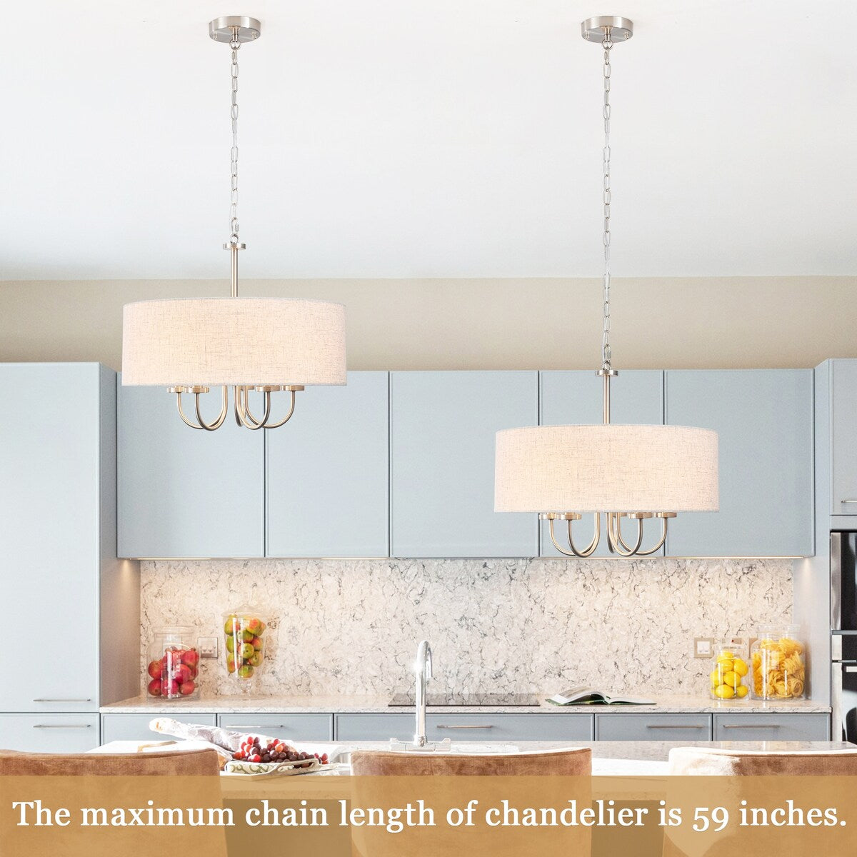 Suspension moderne à 5 lumières, à fixer au plafond, pour salle à manger, chambre à coucher, salon - N/A