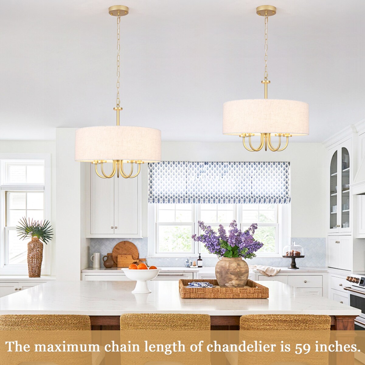 Suspension moderne à 5 lumières, à fixer au plafond, pour salle à manger, chambre à coucher, salon - N/A