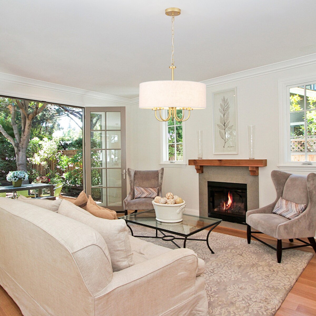 Suspension moderne à 5 lumières, à fixer au plafond, pour salle à manger, chambre à coucher, salon - N/A