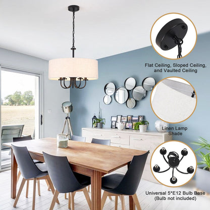 Suspension moderne à 5 lumières, à fixer au plafond, pour salle à manger, chambre à coucher, salon - N/A