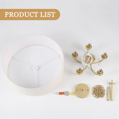 Suspension moderne à 5 lumières, à fixer au plafond, pour salle à manger, chambre à coucher, salon - N/A