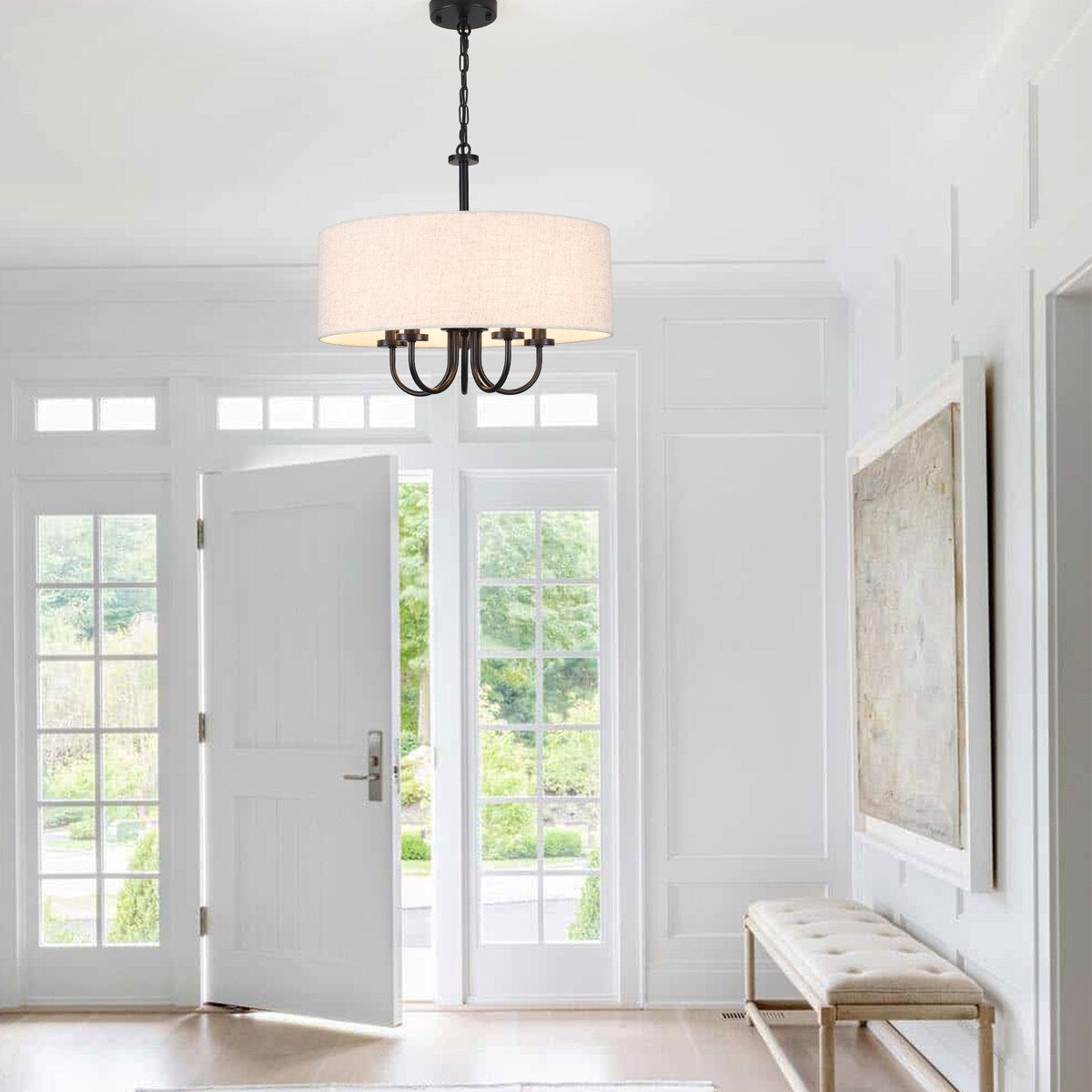 Suspension moderne à 5 lumières, à fixer au plafond, pour salle à manger, chambre à coucher, salon - N/A