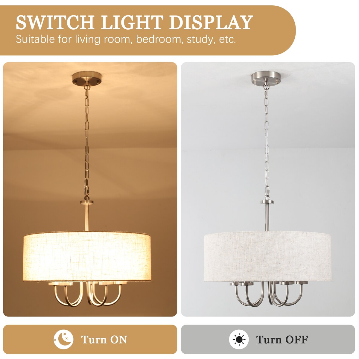 Suspension moderne à 5 lumières, à fixer au plafond, pour salle à manger, chambre à coucher, salon - N/A