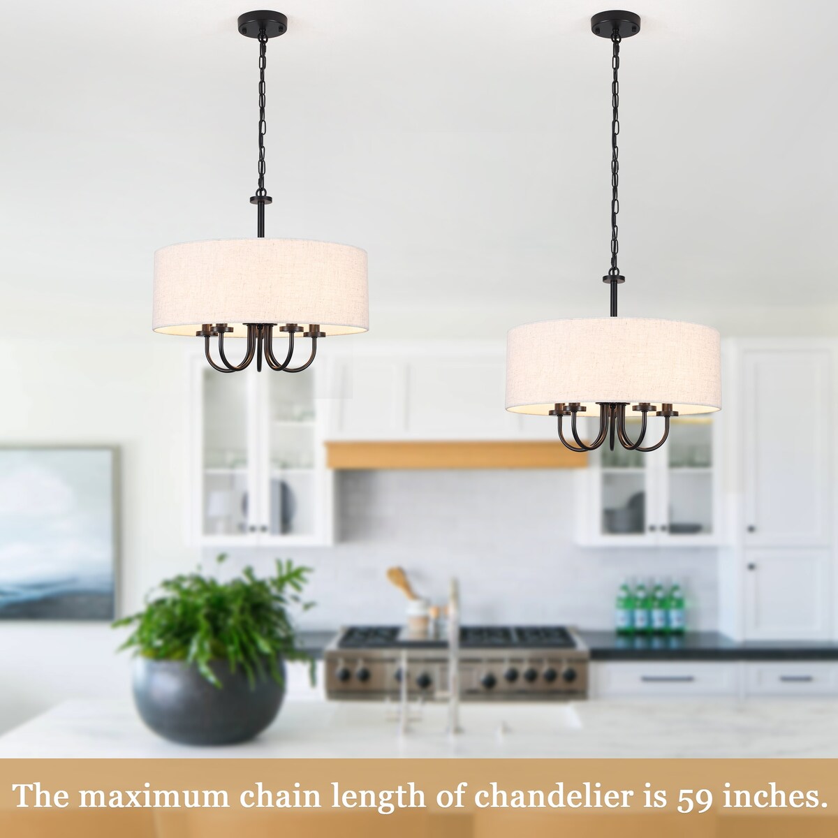 Suspension moderne à 5 lumières, à fixer au plafond, pour salle à manger, chambre à coucher, salon - N/A