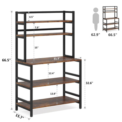 Étagère de rangement utilitaire à 5 niveaux pour cuisine, support pour four à micro-ondes, chariot à micro-ondes industriel avec meuble de rangement.