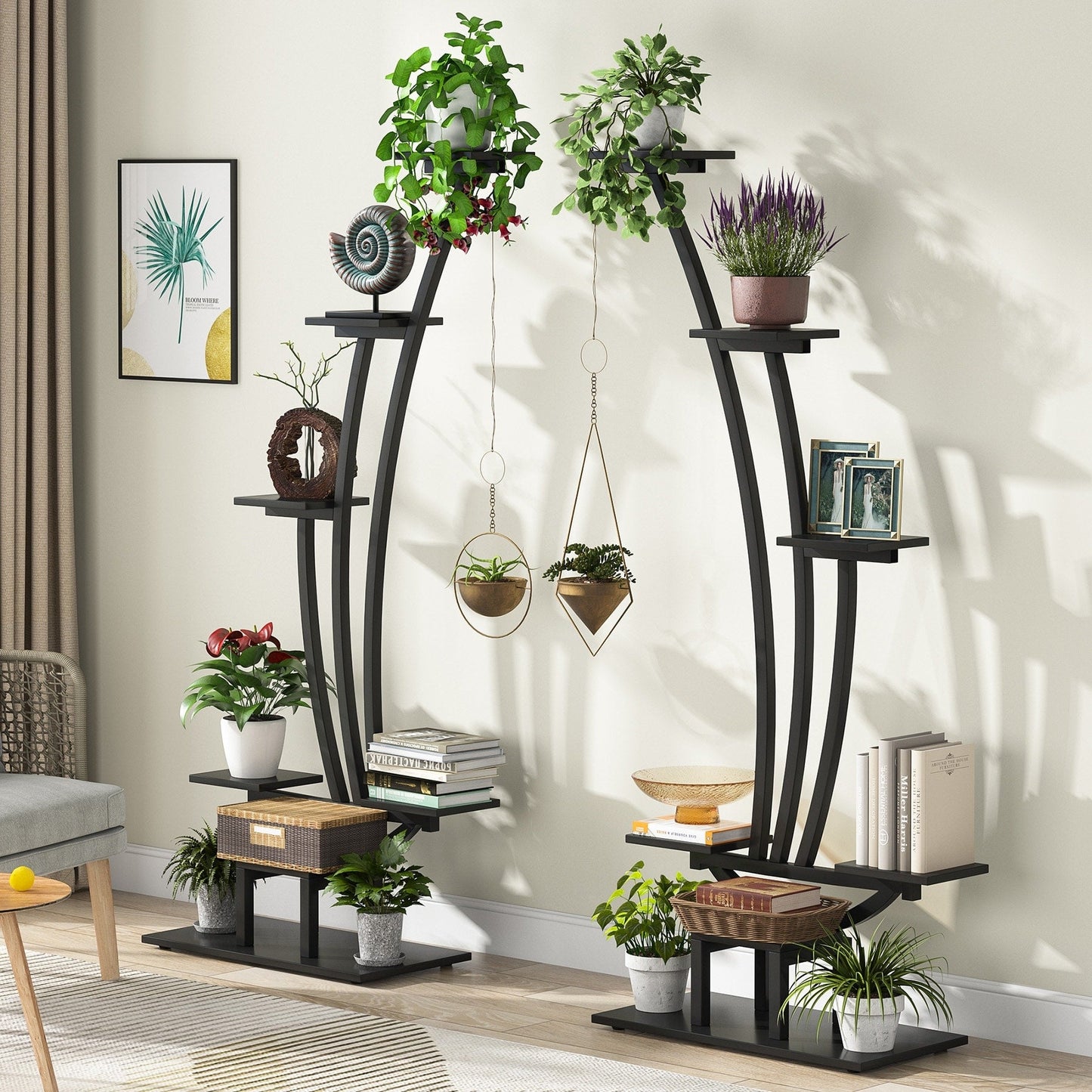 Support pour plantes d'intérieur, étagère à fleurs à 6 niveaux pour jardin à domicile - Lot de 2