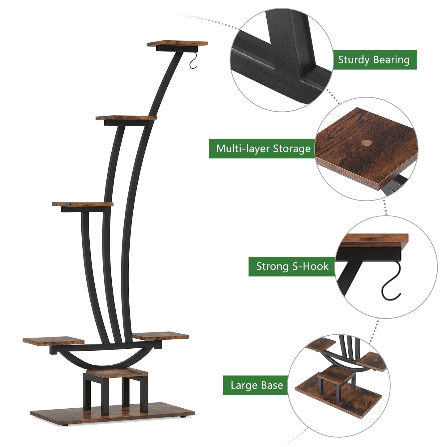 Support pour plantes d'intérieur, étagère à fleurs à 6 niveaux pour jardin à domicile - Lot de 2