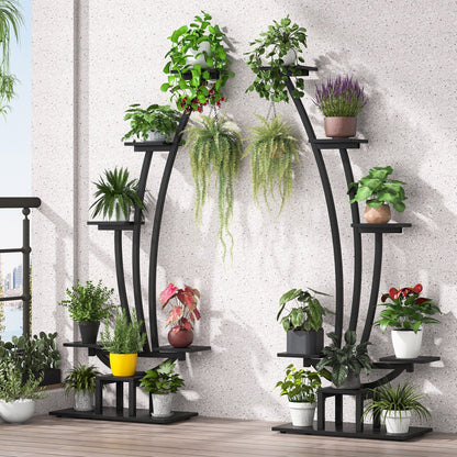 Support pour plantes d'intérieur, étagère à fleurs à 6 niveaux pour jardin à domicile - Lot de 2