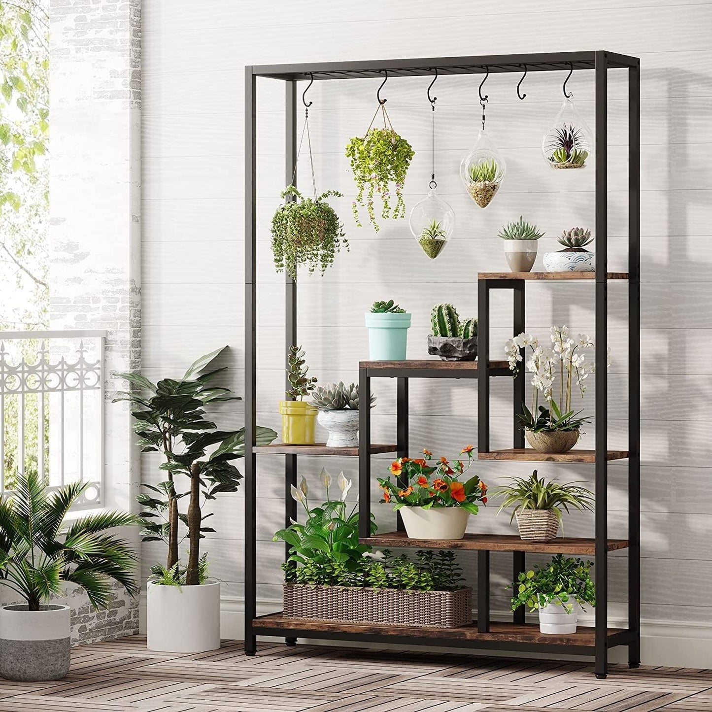 5-Tier Tall Indoor Plant Stand, 70.9 inches Plant Shelf with 10PC Hanging Hooks