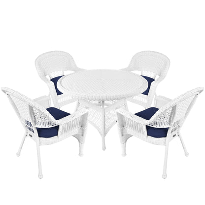 5-piece White Resin Wicker Dining Set