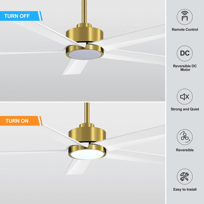 Ventilateur de plafond Breezary à 5 pales LED 65/52/42 avec kit d'éclairage et télécommande