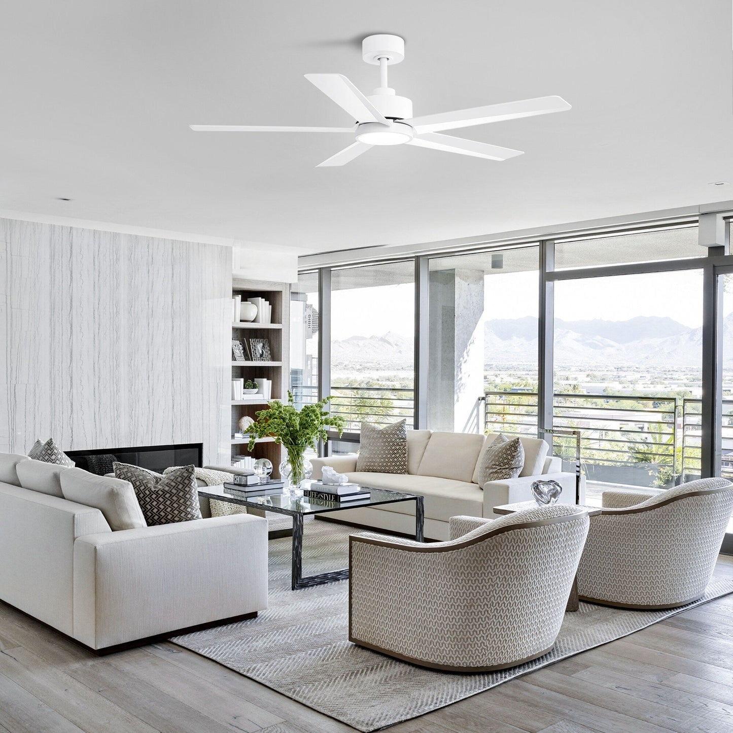 Ventilateur de plafond Breezary à 5 pales LED 65/52/42 avec kit d'éclairage et télécommande