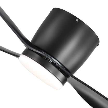 Ventilateur de plafond LED à encastrer de 52 pouces noir/blanc avec éclairage et télécommande (3 pales)