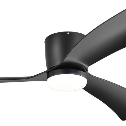 Ventilateur de plafond LED à encastrer de 52 pouces noir/blanc avec éclairage et télécommande (3 pales)