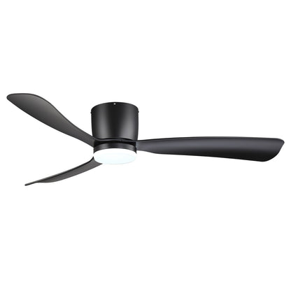 Ventilateur de plafond LED à encastrer de 52 pouces noir/blanc avec éclairage et télécommande (3 pales)