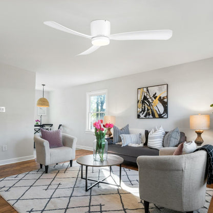 Ventilateur de plafond LED à encastrer de 52 pouces noir/blanc avec éclairage et télécommande (3 pales)