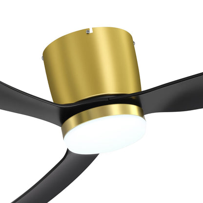 Ventilateur de plafond LED à encastrer de 52 pouces noir/blanc avec éclairage et télécommande (3 pales)