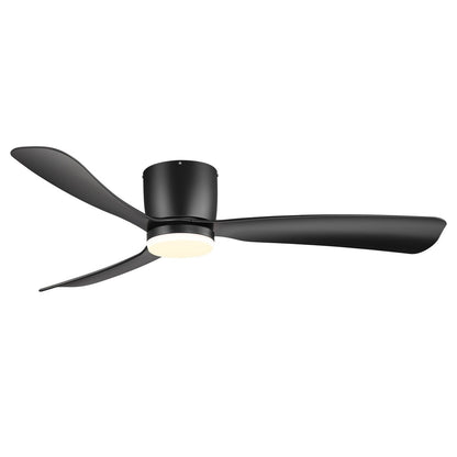 Ventilateur de plafond LED à encastrer de 52 pouces noir/blanc avec éclairage et télécommande (3 pales)