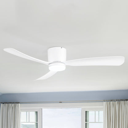 Ventilateur de plafond LED à encastrer de 52 pouces noir/blanc avec éclairage et télécommande (3 pales)