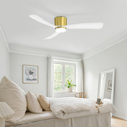 Ventilateur de plafond LED à encastrer de 52 pouces noir/blanc avec éclairage et télécommande (3 pales)