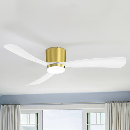 Ventilateur de plafond LED à encastrer de 52 pouces noir/blanc avec éclairage et télécommande (3 pales)