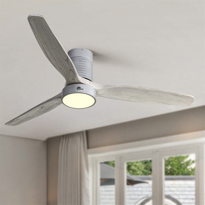 Ventilateur de plafond encastré de 52 pouces de style farmhouse avec éclairage et télécommande, moteur DC réversible.