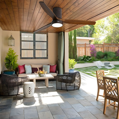 Ventilateur de plafond encastré de 52 pouces de style farmhouse avec éclairage et télécommande, moteur DC réversible.