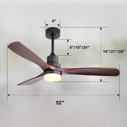 Ventilateur de plafond intérieur en bois Sofucor 52 avec télécommande, éclairage intégré en option.
