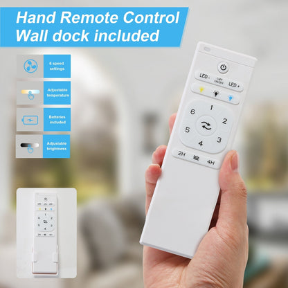 Ventilateur de plafond intérieur en bois Sofucor 52 avec télécommande, éclairage intégré en option.