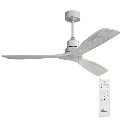 Ventilateur de plafond moderne de 52 pouces en bois massif/ABS avec télécommande (sans éclairage), 6 vitesses de ventilation, flux d'air réversible.