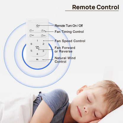 Ventilateur de plafond moderne de 52 pouces en bois massif/ABS avec télécommande (sans éclairage), 6 vitesses de ventilation, flux d'air réversible.