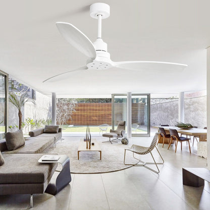 Ventilateur de plafond moderne de 52 pouces en bois massif/ABS avec télécommande (sans éclairage), 6 vitesses de ventilation, flux d'air réversible.