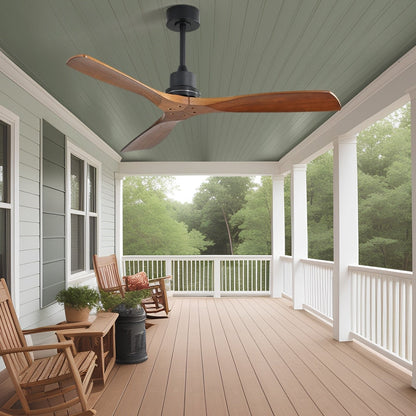 Ventilateur de plafond moderne de 52 pouces en bois massif/ABS avec télécommande (sans éclairage), 6 vitesses de ventilation, flux d'air réversible.