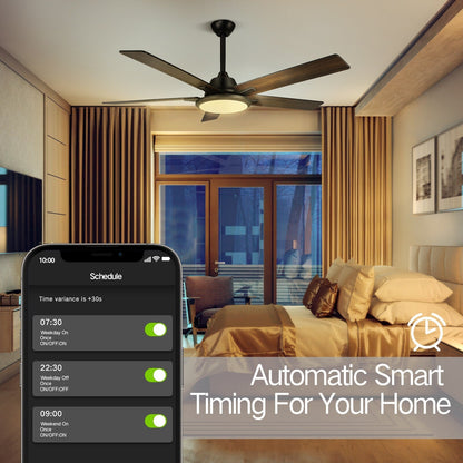 Ventilateurs de plafond modernes de 52 pouces avec éclairage et télécommande, LED à intensité variable