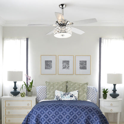 52 Lampe de plafond moderne à 4 lumières, lustre en cristal avec télécommande