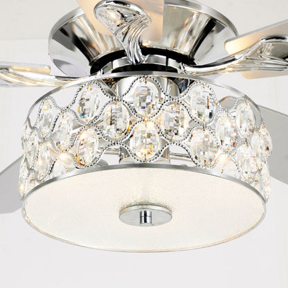 52 Lampe de plafond moderne à 4 lumières, lustre en cristal avec télécommande