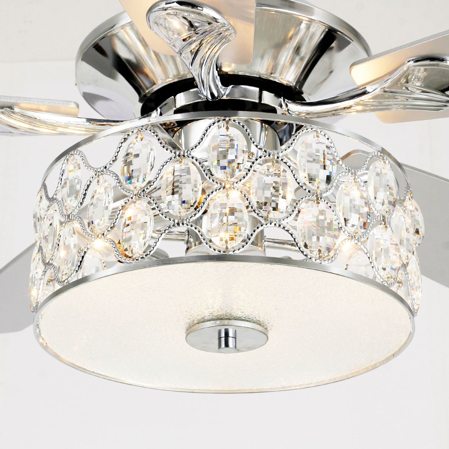 52 Lampe de plafond moderne à 4 lumières, lustre en cristal avec télécommande