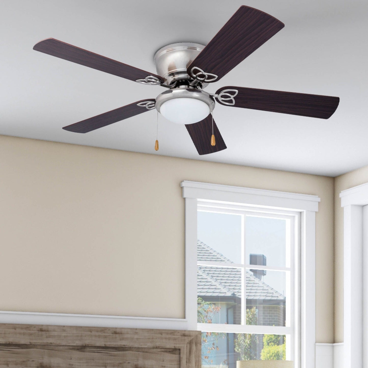 52 Prominence Home Benton Traditional Indoor LED Ceiling Fan with Light, Pull Chains