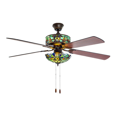 Ventilateur de plafond Copper Grove Guasipati Magna Carta de 52 pouces, style Tiffany - 52L x 52W x 16.5