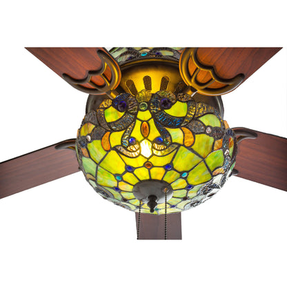 Ventilateur de plafond Copper Grove Guasipati Magna Carta de 52 pouces, style Tiffany - 52L x 52W x 16.5