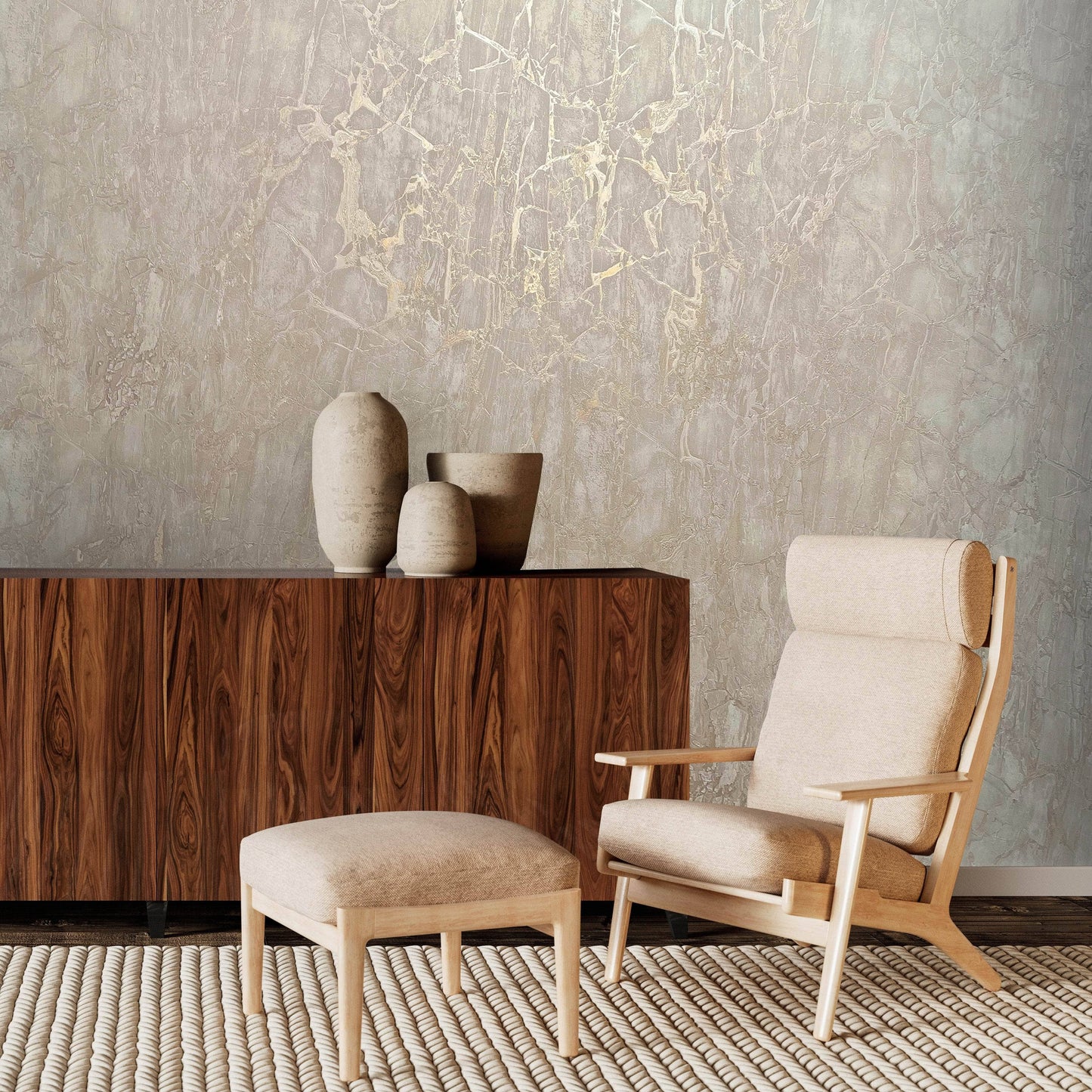 Rasch Enzo Marble Taupe/Gold Metallic Wallpaper - 538120