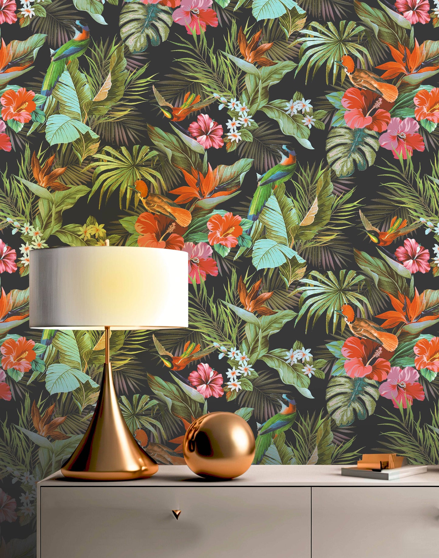 Rasch Paradise Birds Black & Multicoloured Wallpaper 539059