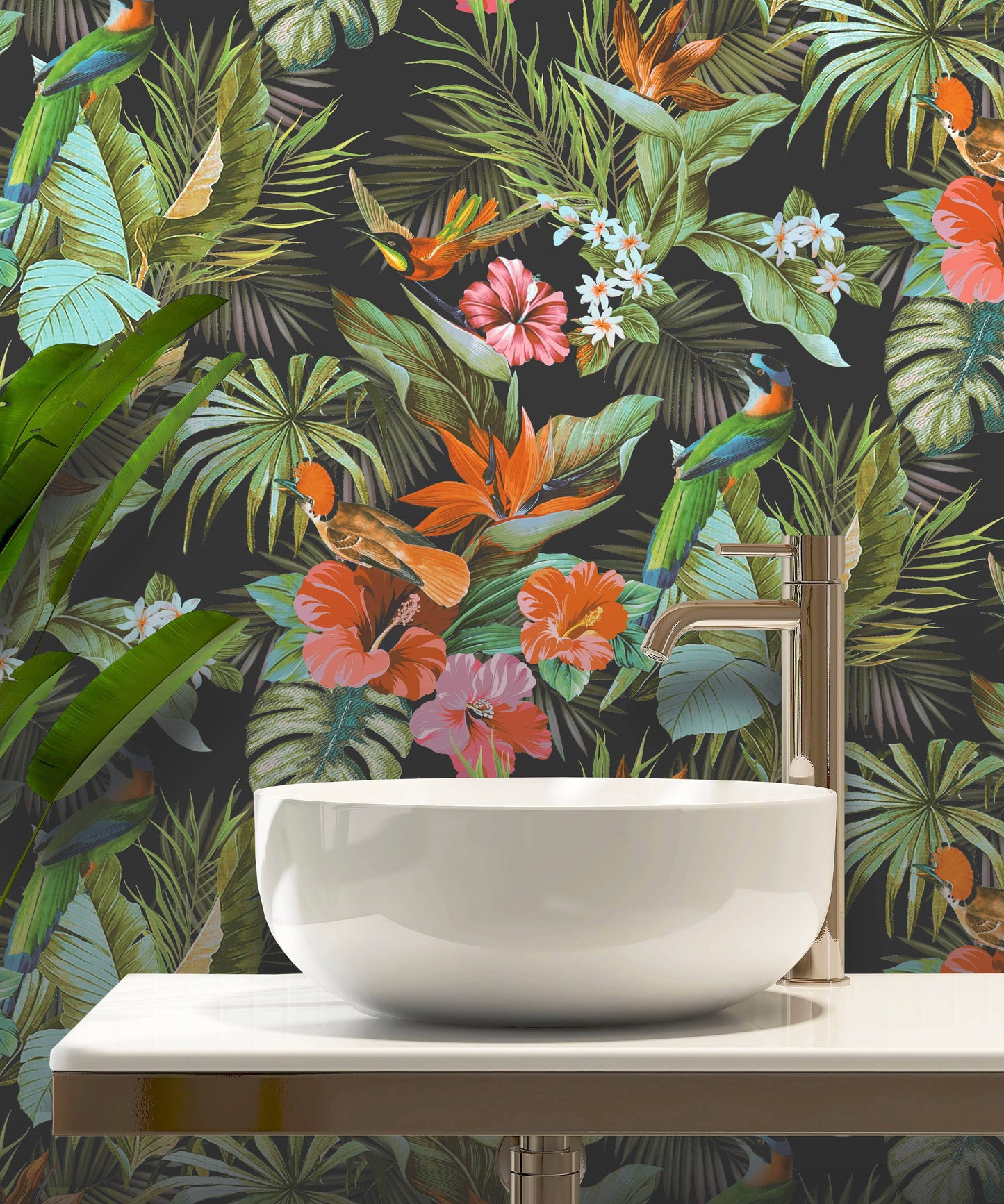 Rasch Paradise Birds Black & Multicoloured Wallpaper 539059