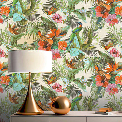 Rasch Paradise Birds Multicoloured Wallpaper 539066
