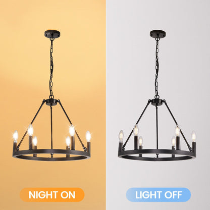 Luminaire à 24 lumières en forme de roue de charrette ronde de 54 pouces